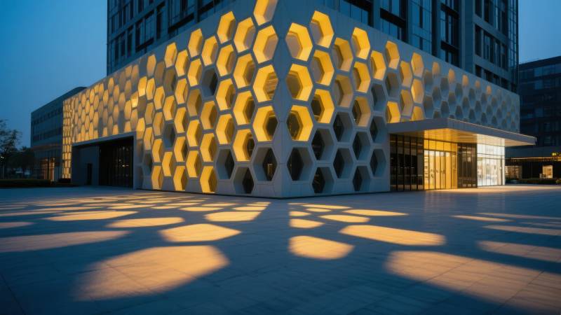 蜂巢建筑夜景图片