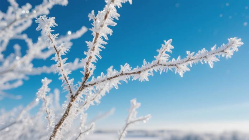 霜枝映蓝天图片