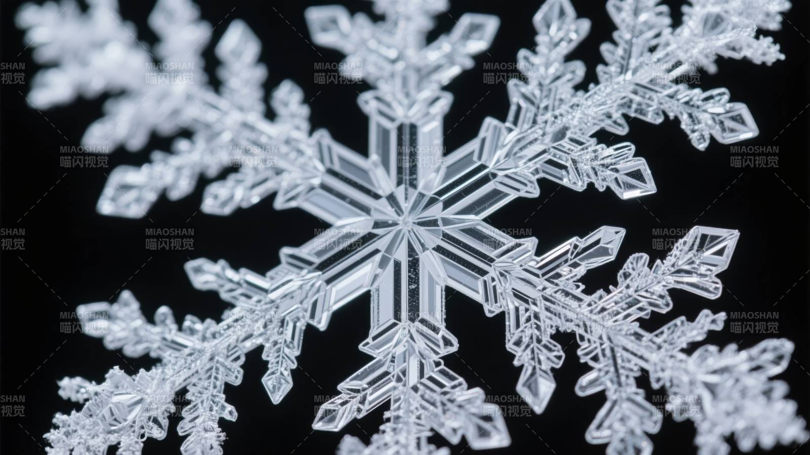 晶莹雪花特写图片