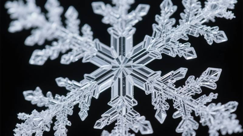 晶莹雪花特写图片