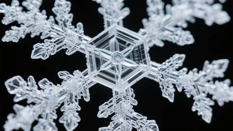 晶莹雪花特写图片