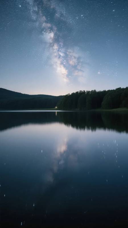 星河倒映湖面图片