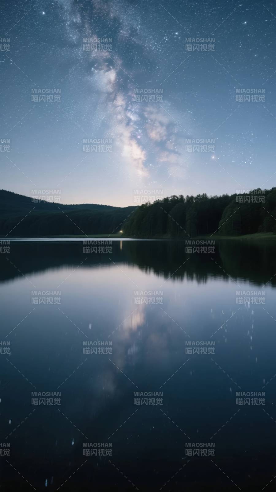 星河倒映湖面图片