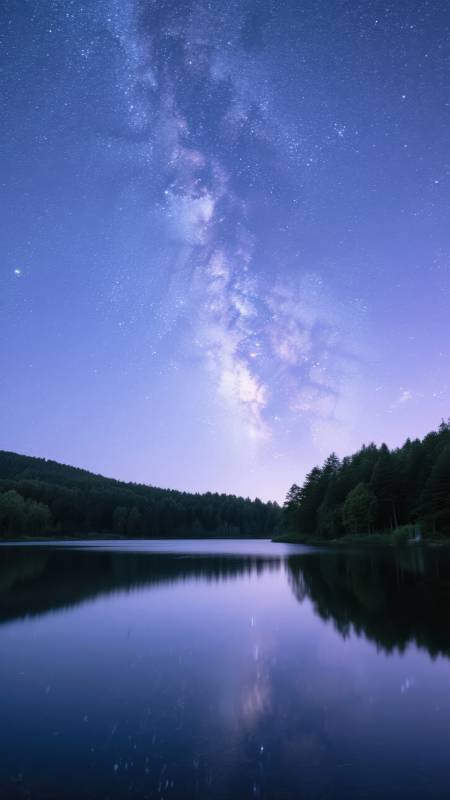 星河倒映湖面图片