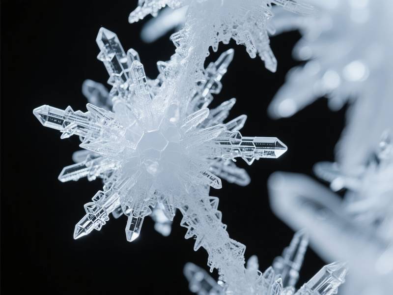 晶莹雪花特写图片