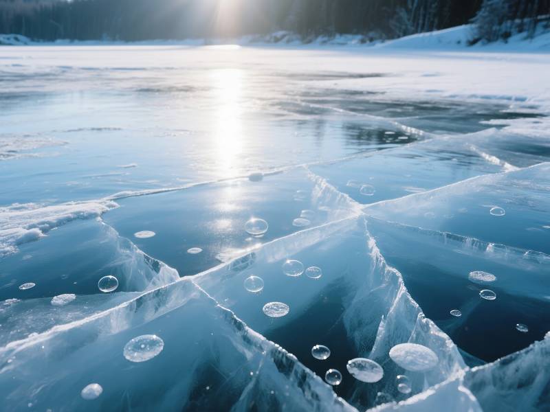 冰湖日光图片