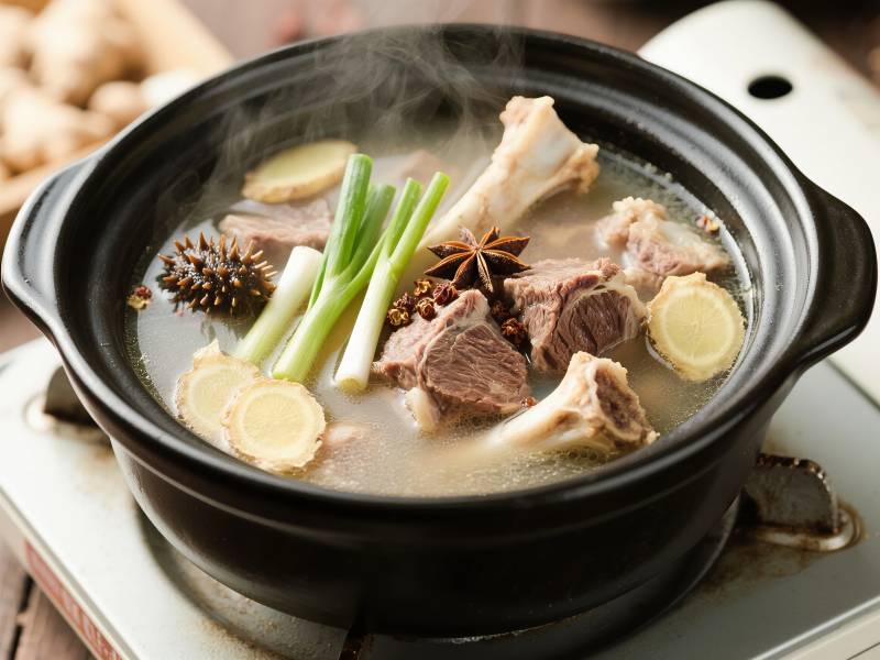 热气腾腾的炖羊肉图片