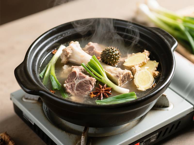 热气腾腾的炖汤图片