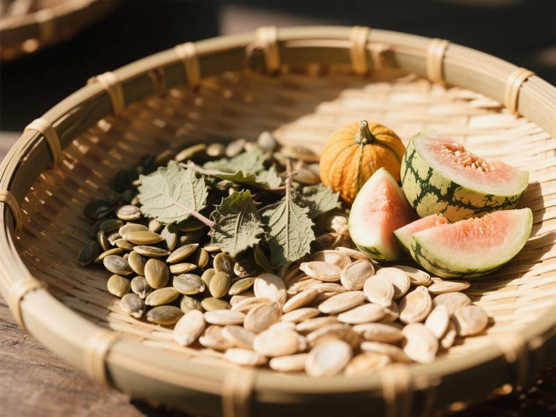 秋日瓜果与种子图片