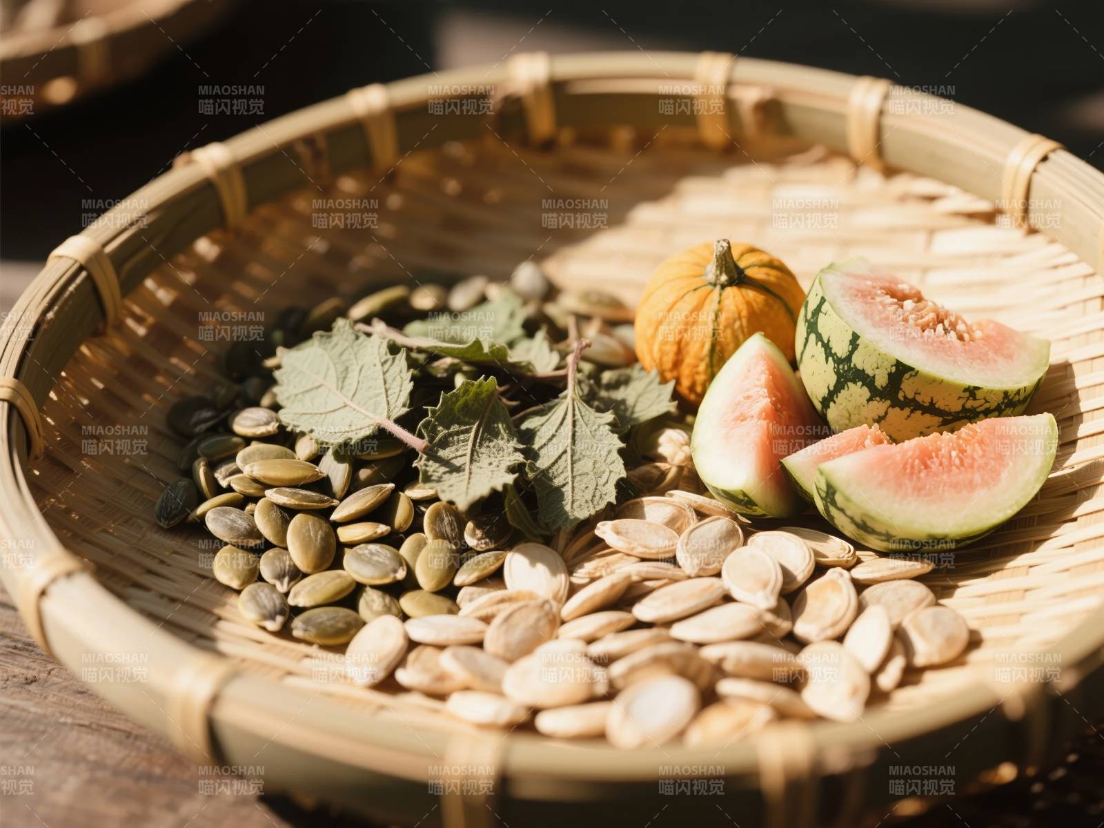 秋日瓜果与种子图片