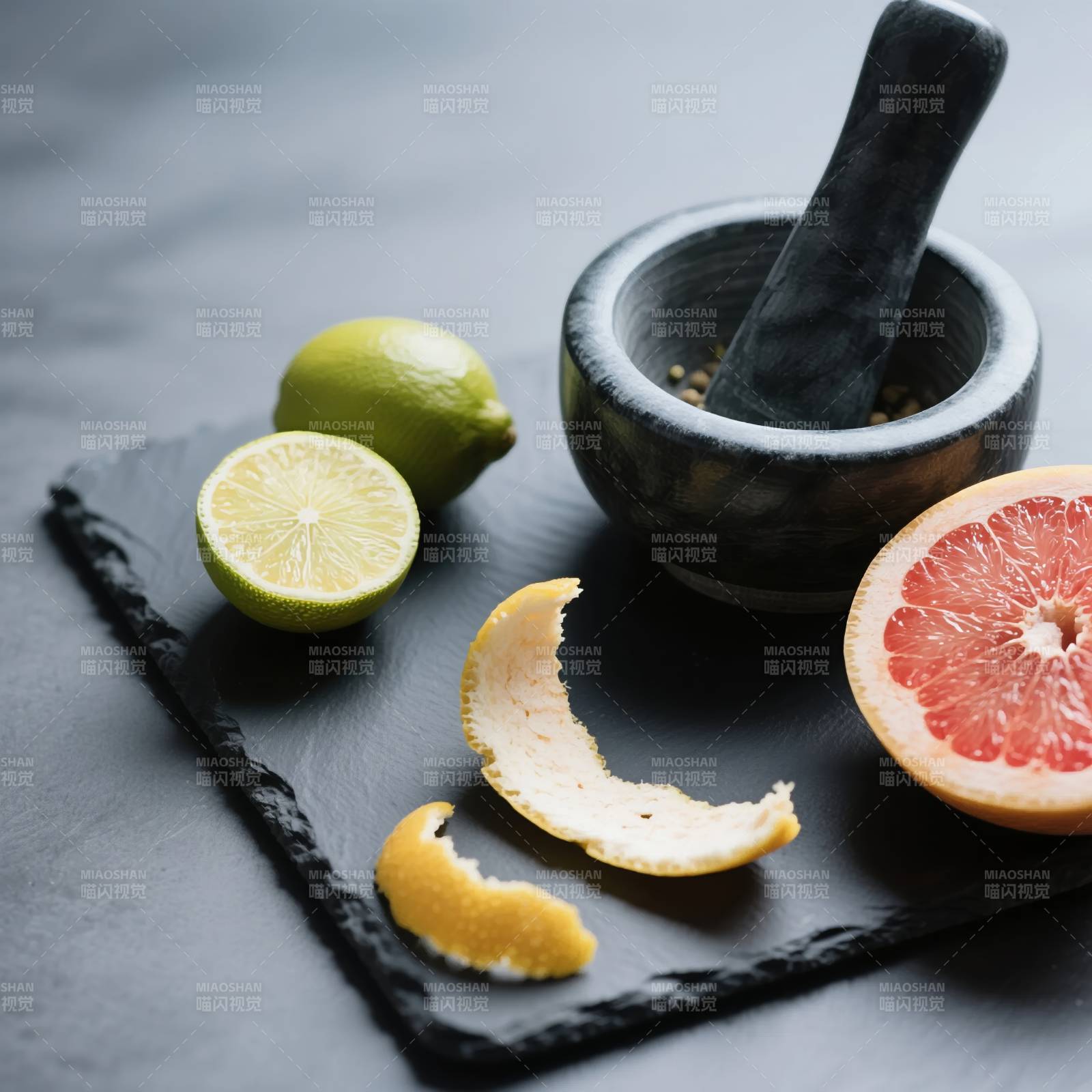 柑橘与研钵图片