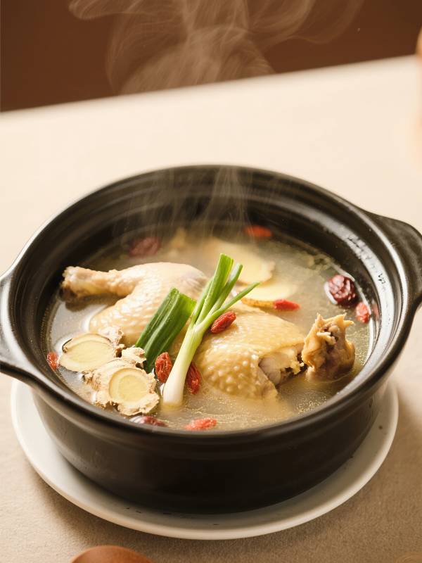 热气腾腾的鸡汤图片