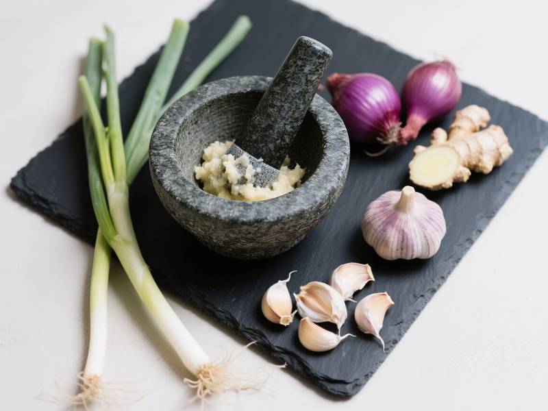 石臼捣蒜香料图图片