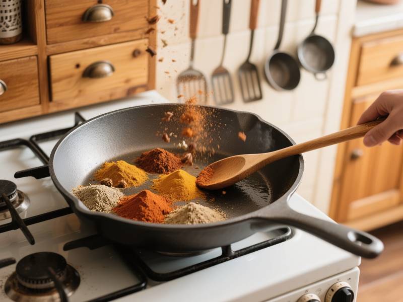 香料翻炒中图片