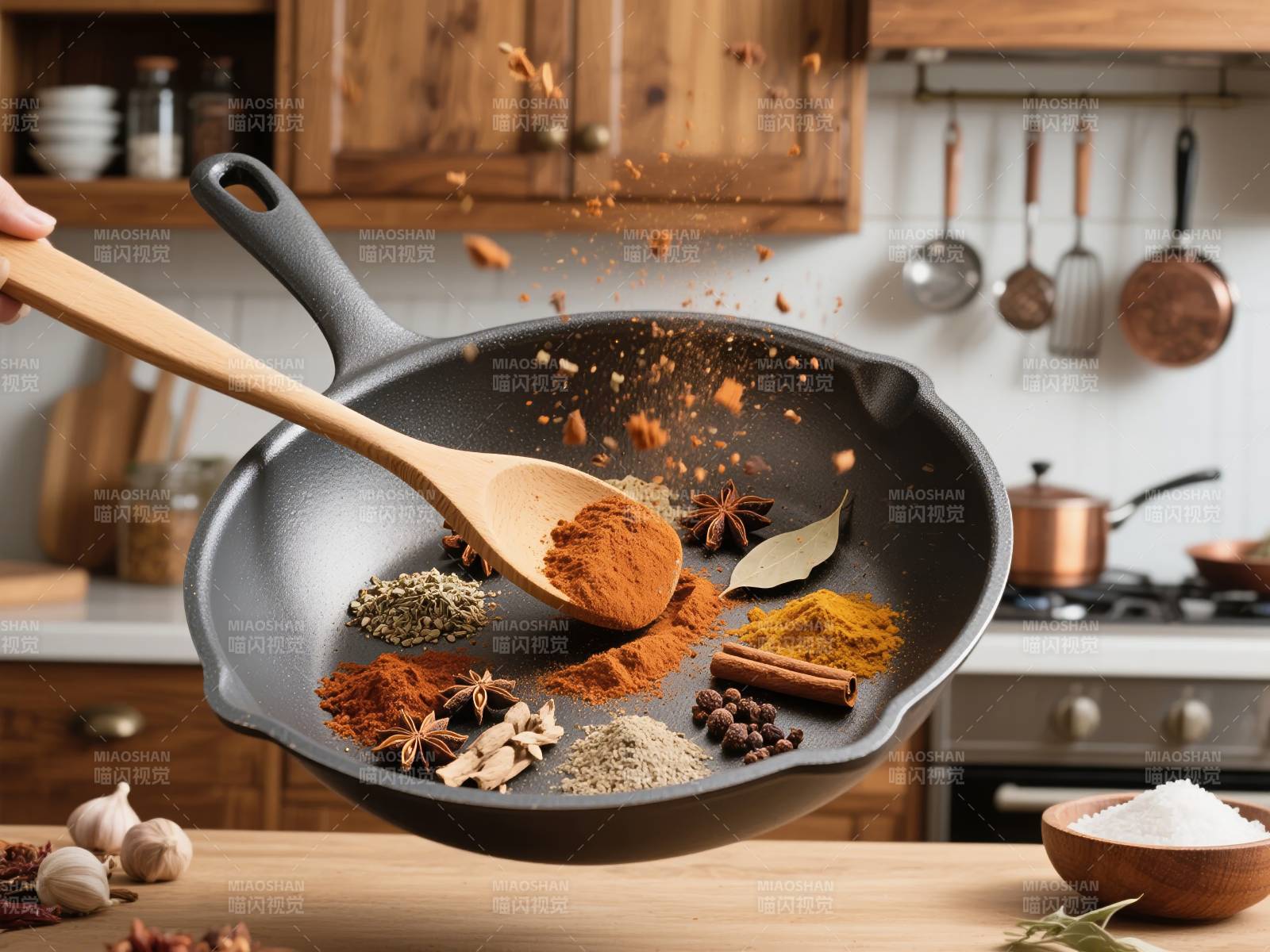 香料飞舞 烹饪瞬间图片