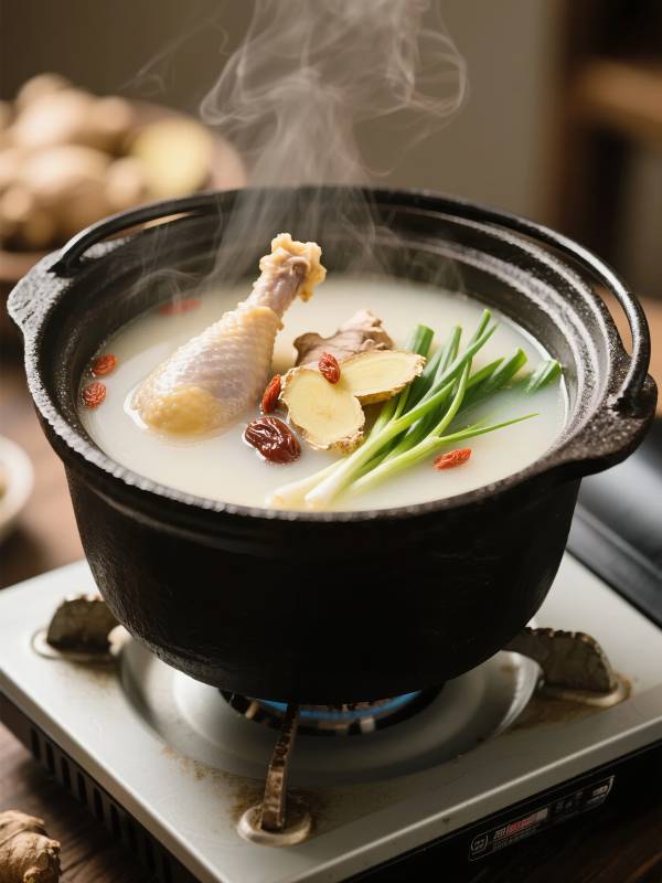 热气腾腾的鸡汤图片