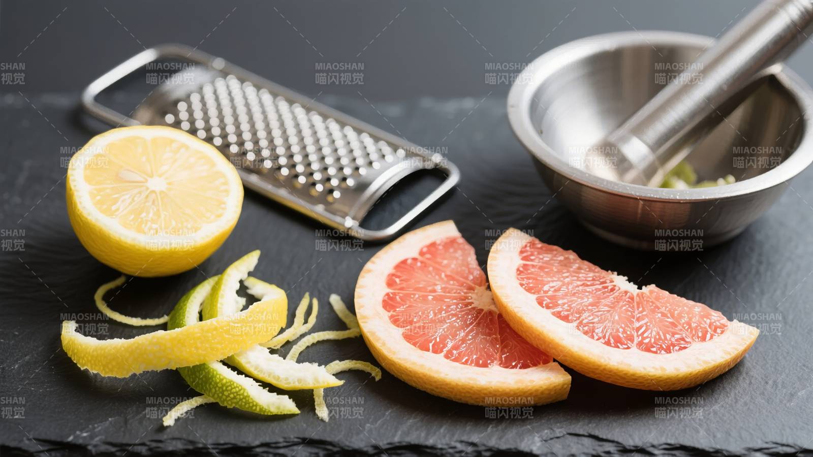 柠檬柚子切片与工具图片