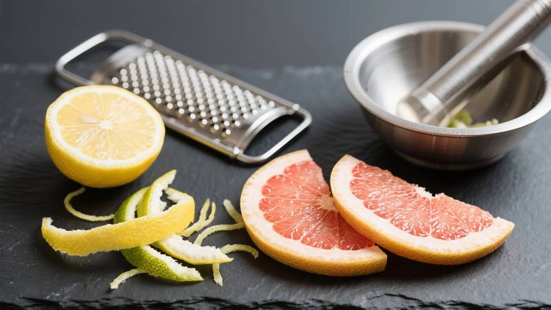 柠檬柚子切片与工具图片