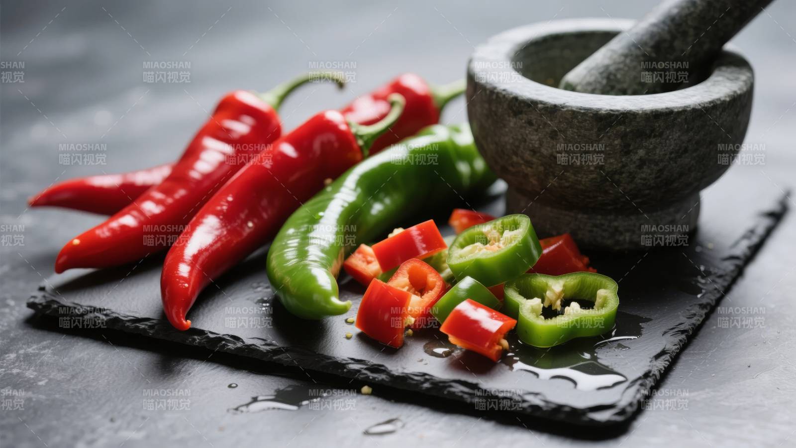 辣椒与研钵图片