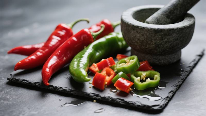 辣椒与研钵图片