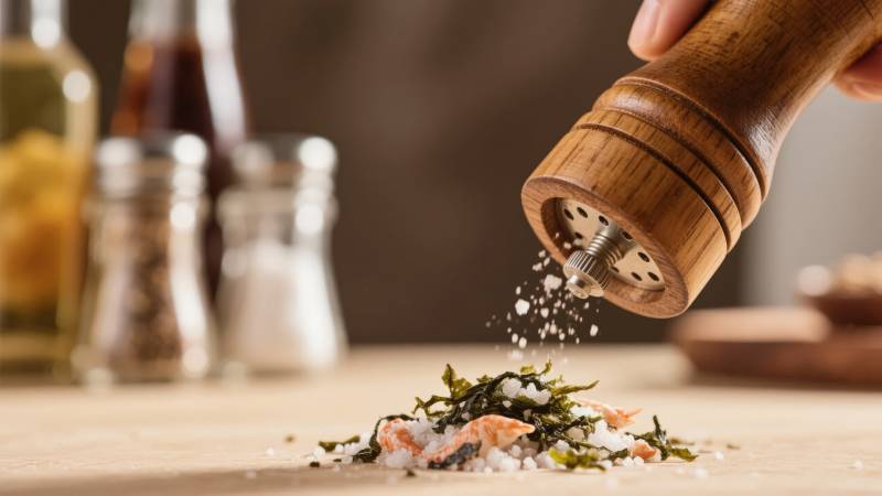 木制胡椒研磨器撒料图片