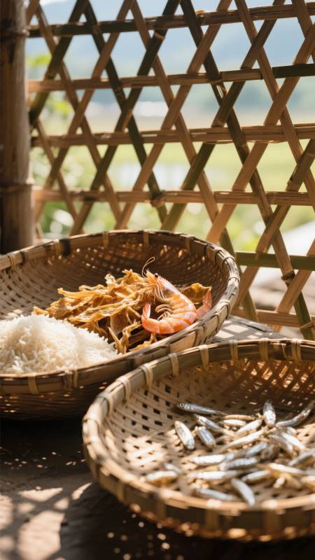 竹篮里的食材图片