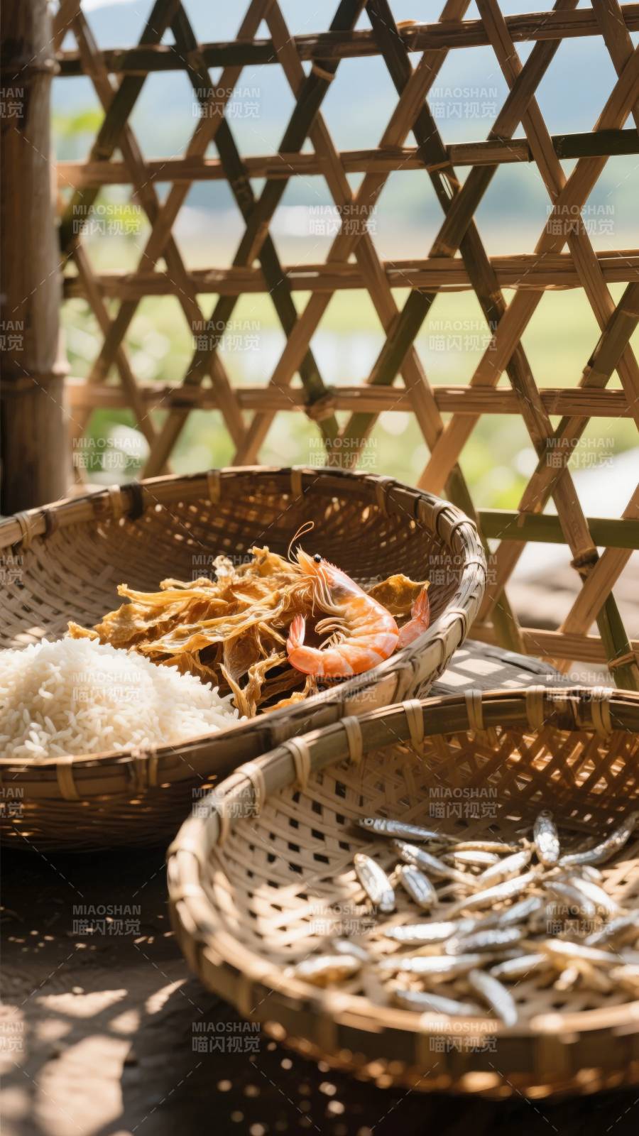 竹篮里的食材图片
