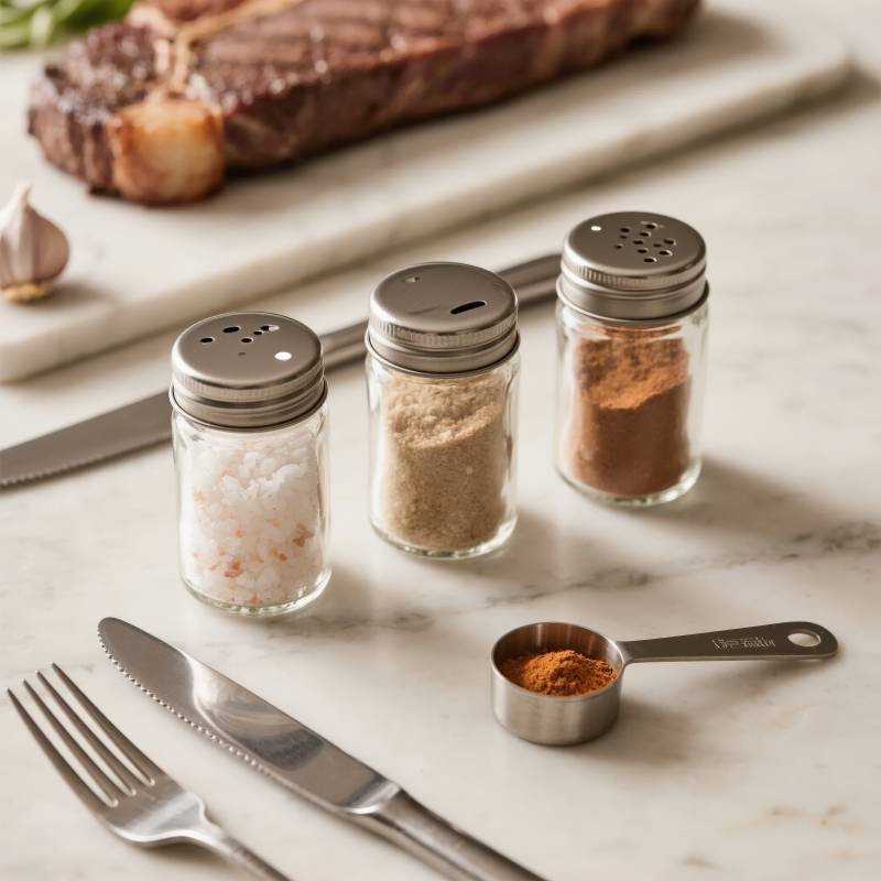 调味料与牛排准备图片