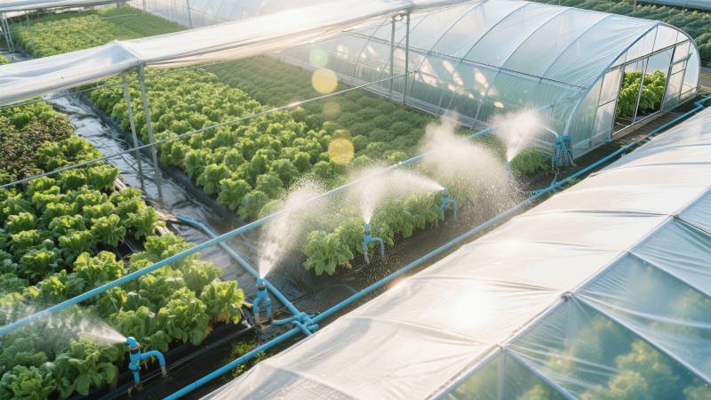 温室喷灌绿植图片