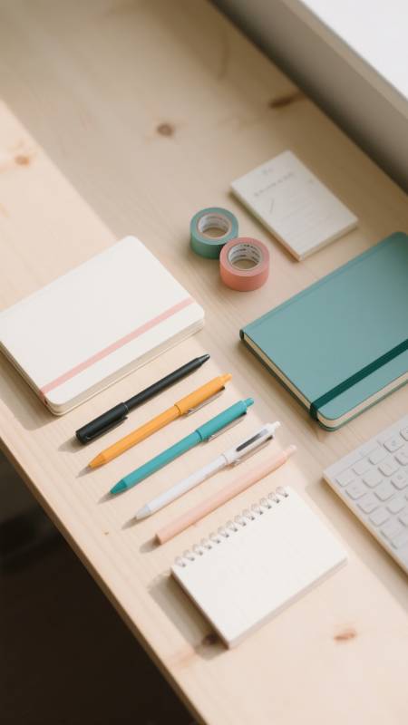 简约文具桌面布置图片