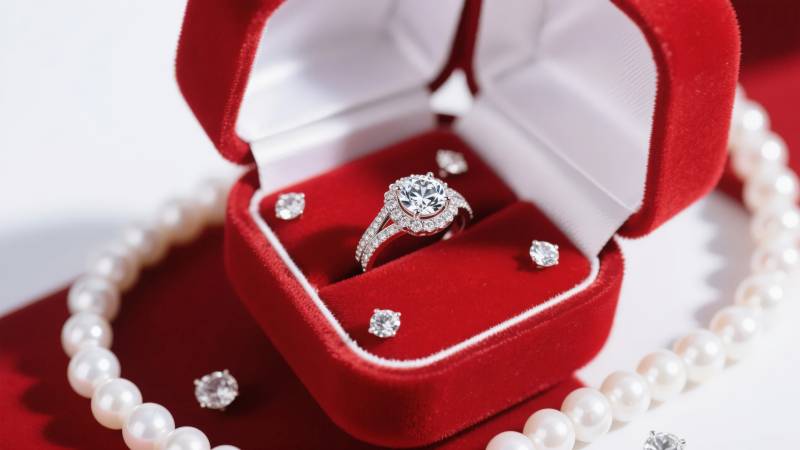 钻戒礼盒珍珠链图片