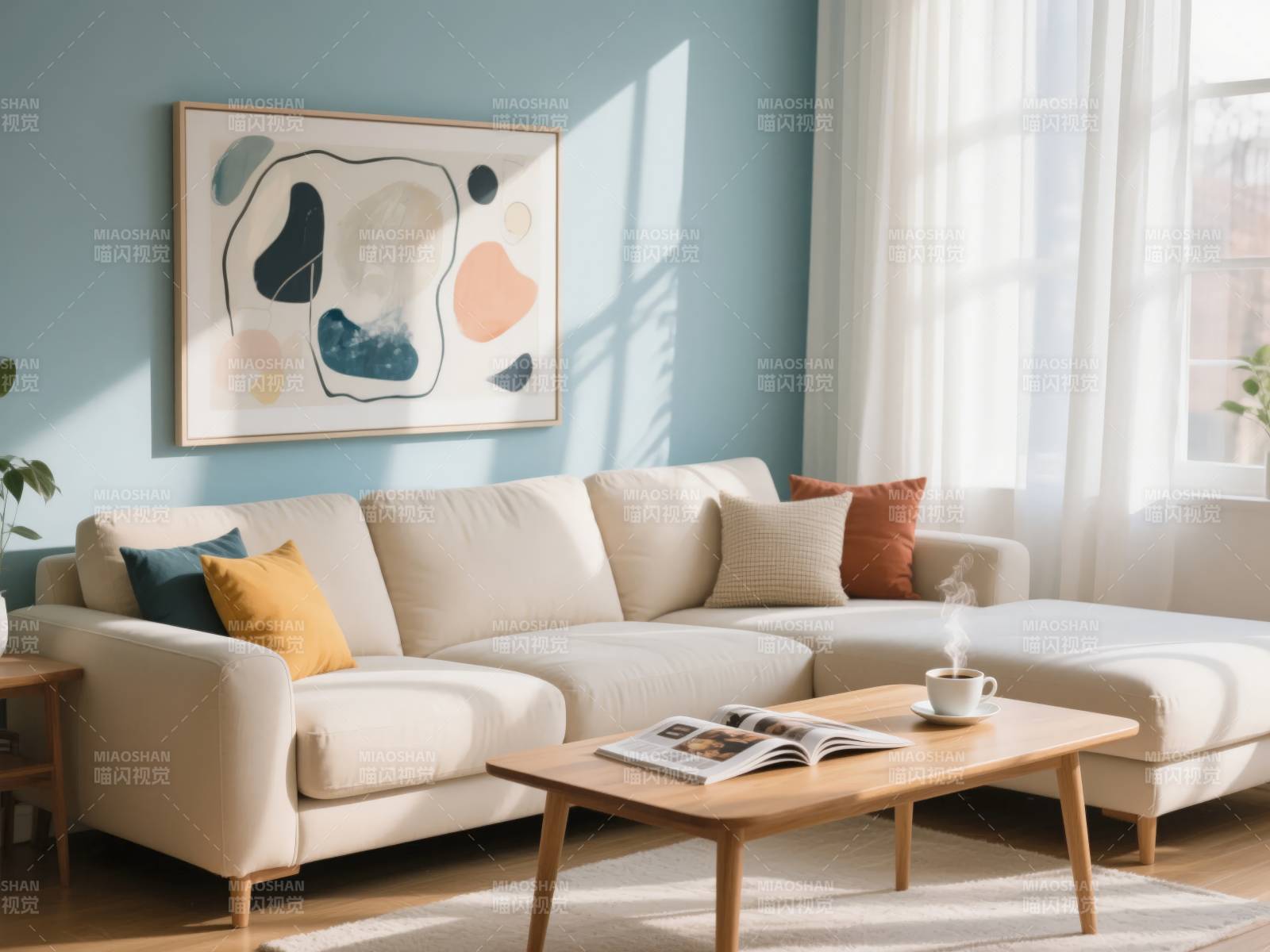 现代简约客厅布置图片