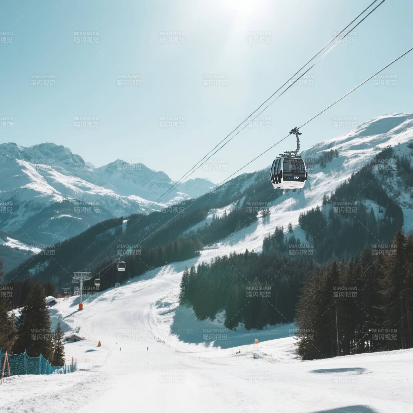 雪山缆车美景图片