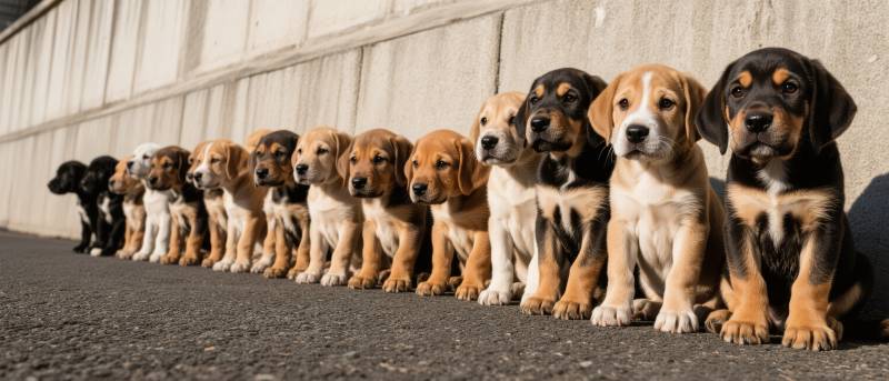 一排可爱的小狗图片