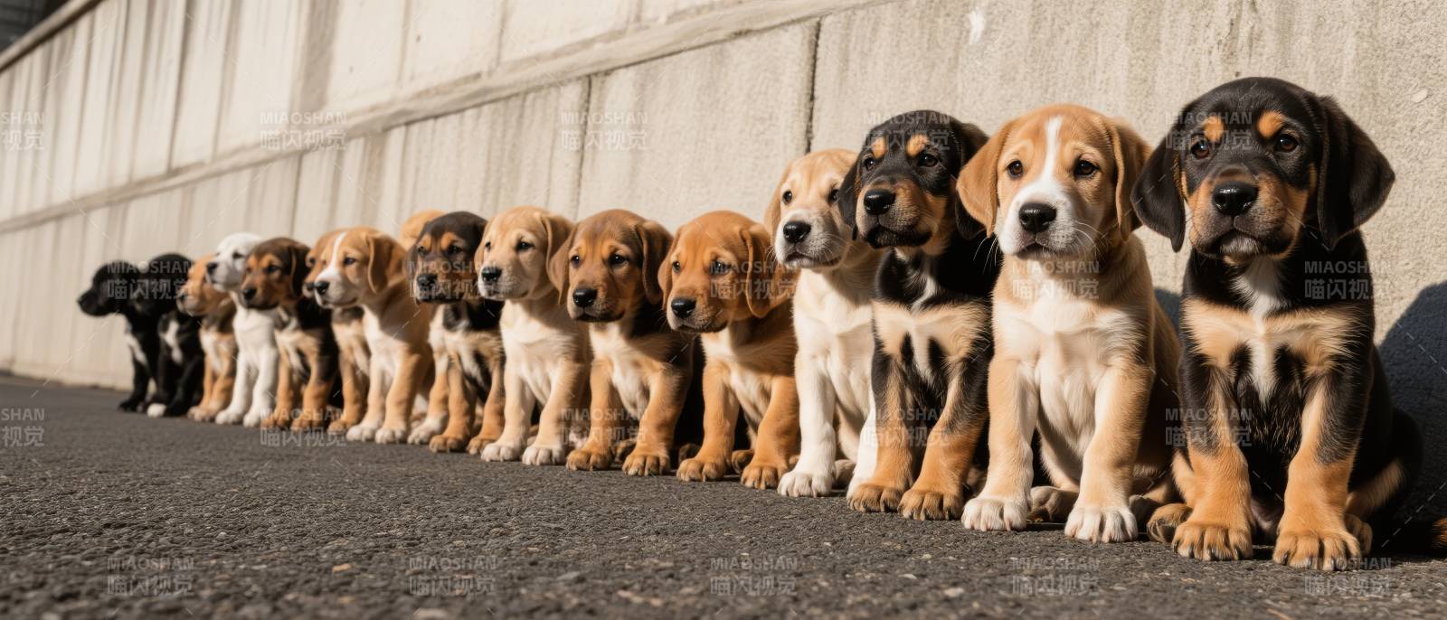 一排可爱的小狗图片