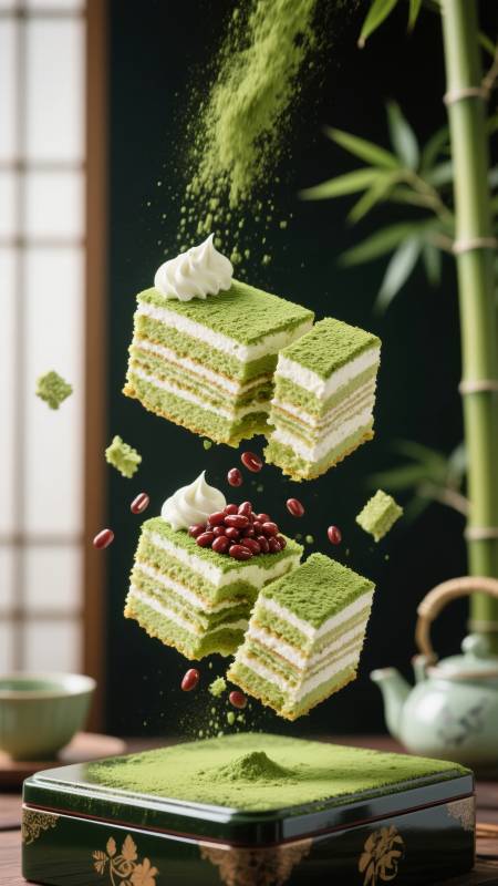 抹茶蛋糕飞舞图片
