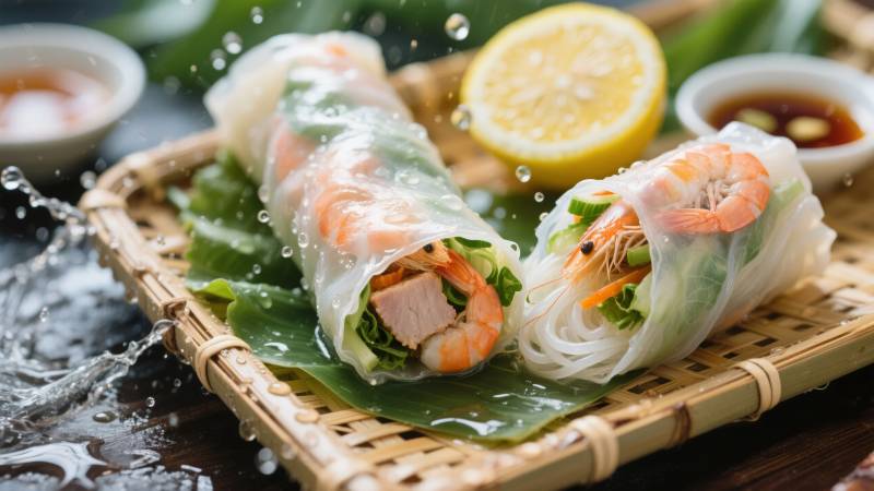 越南春卷配柠檬图片