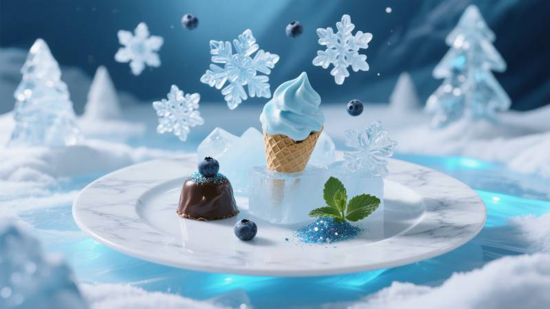 冬日甜品雪景图片