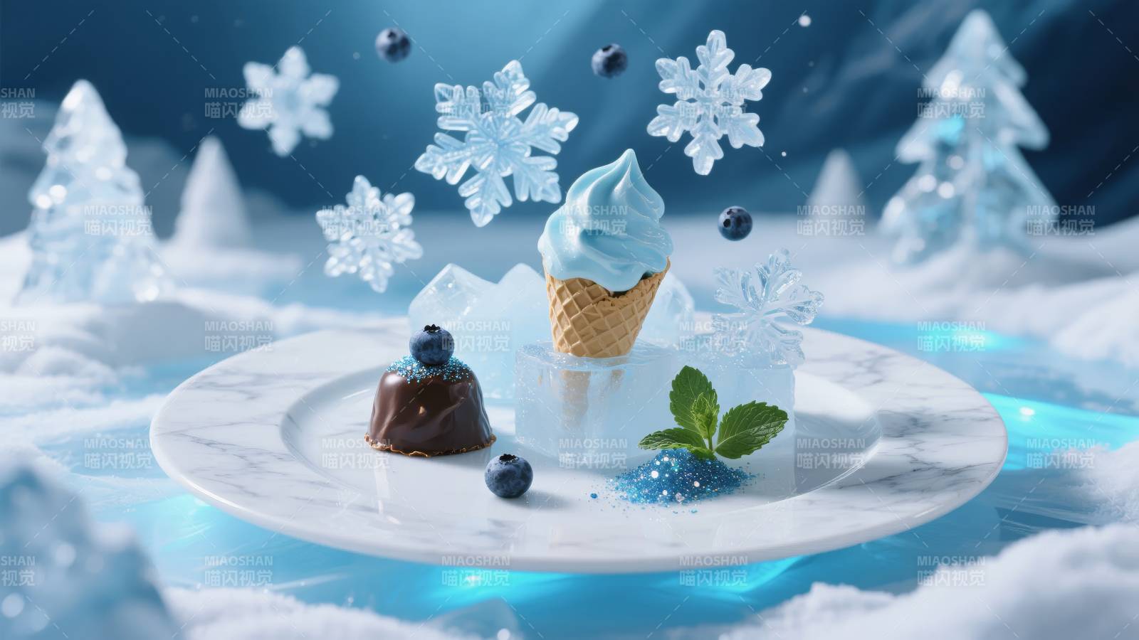 冬日甜品雪景图片