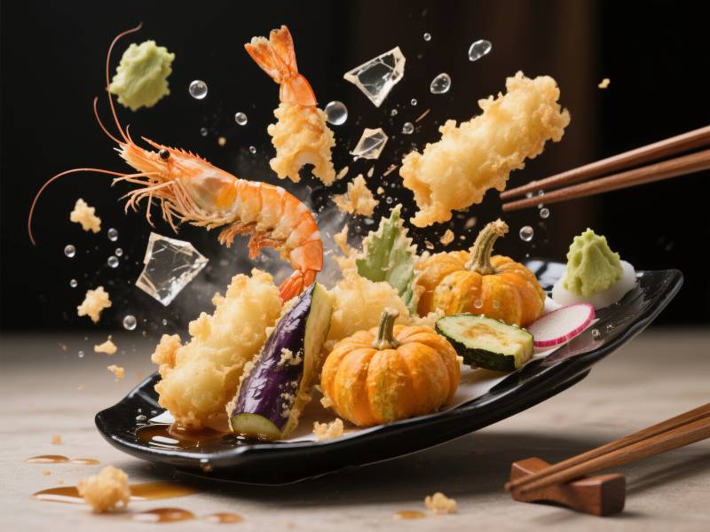 天妇罗飞舞瞬间图片