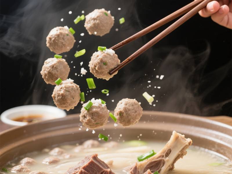 热气腾腾的肉丸汤图片