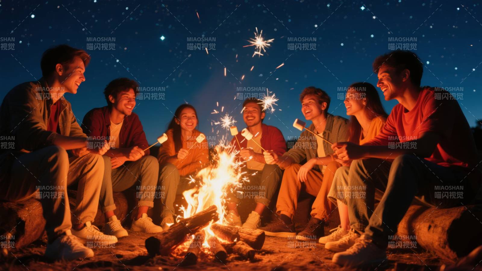 篝火夜谈 星光相伴图片