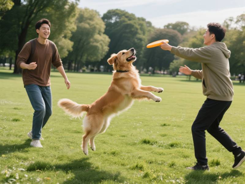 狗狗跃起接飞盘图片
