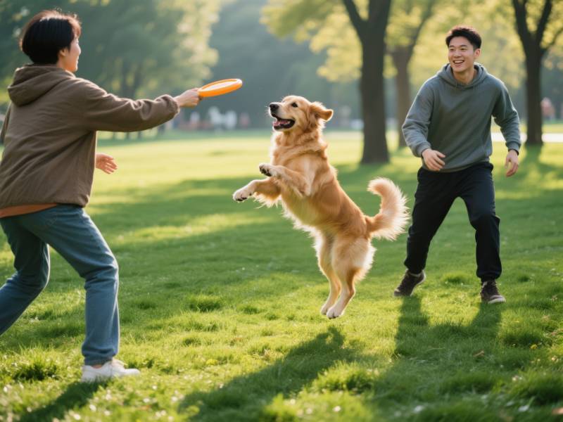 狗狗跃起接飞盘图片
