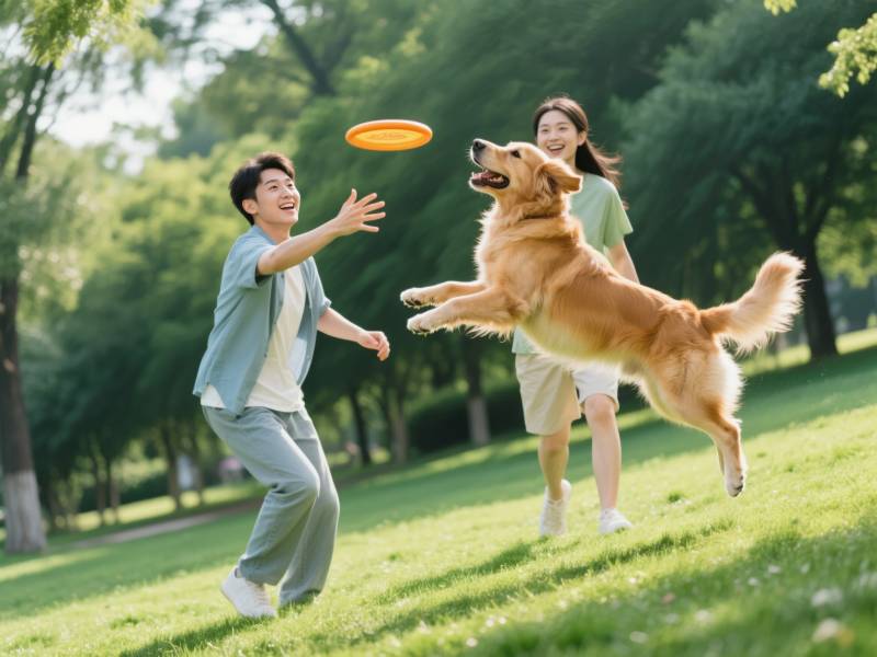 公园嬉戏 狗追飞盘图片