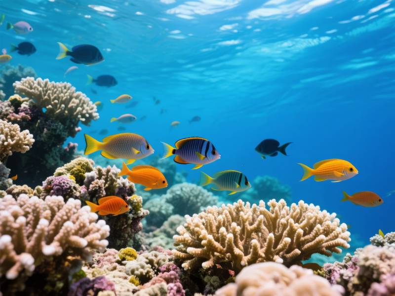 珊瑚礁鱼群图片