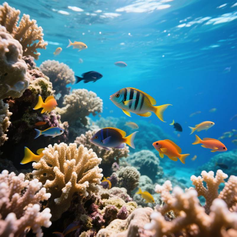 珊瑚礁鱼群图片