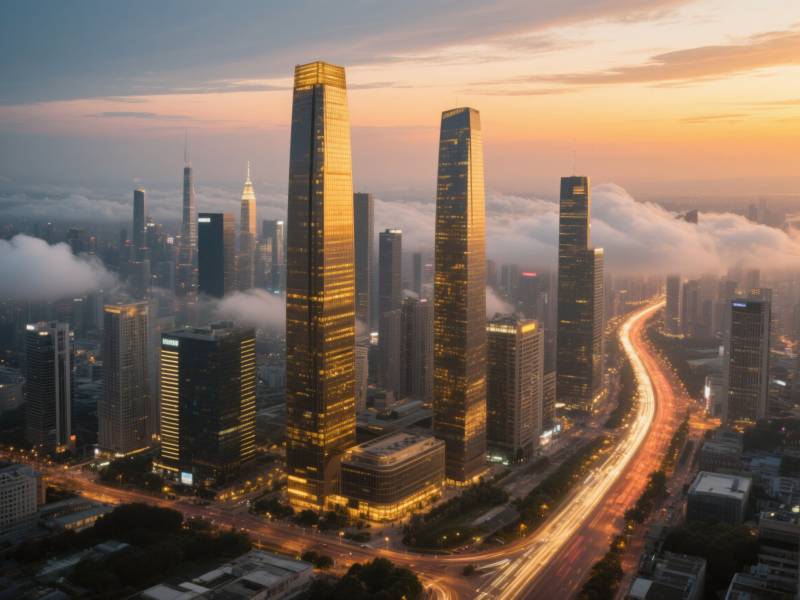 城市天际线晨曦图片