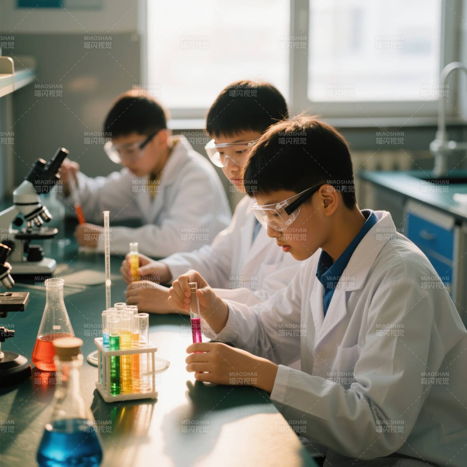 学生实验室做实验图片