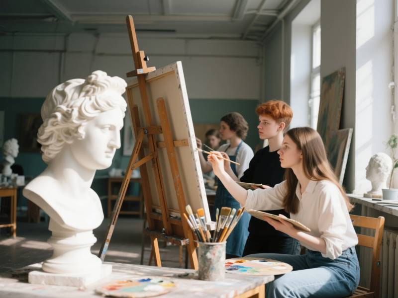 艺术课堂写生场景图片